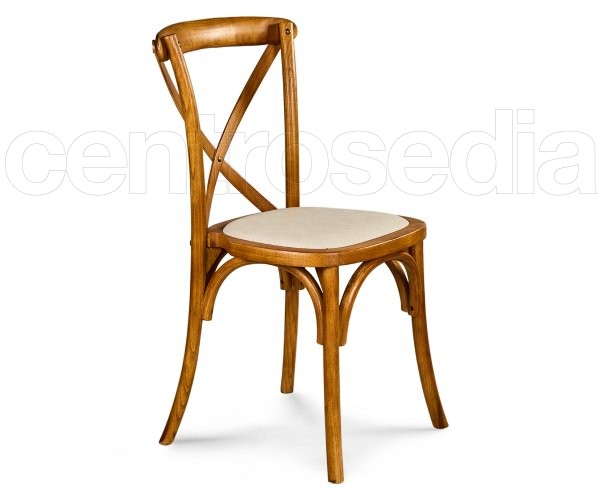 "Cross" Wooden Chair - Padded Seat
