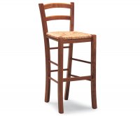 "Anita" Wooden Barstool - Straw Seat - Hs 74 cm